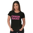 thumbnail image 3 of Cancer Sucks Breast Awareness Quote Womens Fitted Plus Size Graphic Tee Brisco Brands 3X, 3 of 5