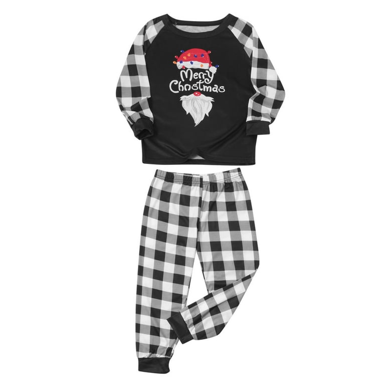 Black Santa Claus Christmas Matching Family Pajamas - Black/White Plai –  Cotton Sisters