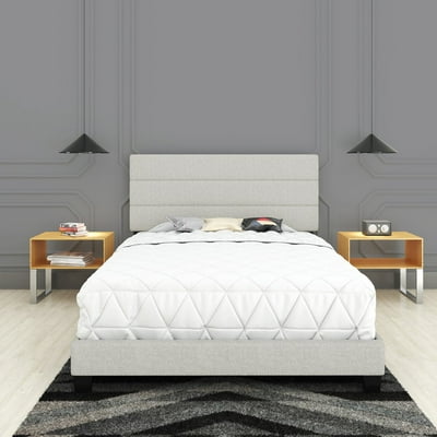 Buy Premier Syracuse Upholstered Linen Tri Panel Platform Bed Frame With Headboard White Queen Foundation Or Box Spring Not Required Online In Turkey 113427012