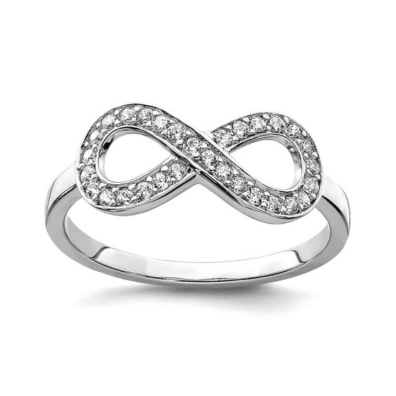 925 Sterling Silver Polished With Cubic Zirconia Infinity Ring Size 5 7mm Wide Ring for Women