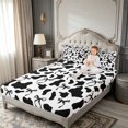 thumbnail image 3 of meiyoeat Black Cow Print Bed Sheets,Princess Ribbon Bows Full Size Sheets,4-Piece1 Flat Sheet, 1 Fitted Sheet and 2 Pillowcases, 3 of 6