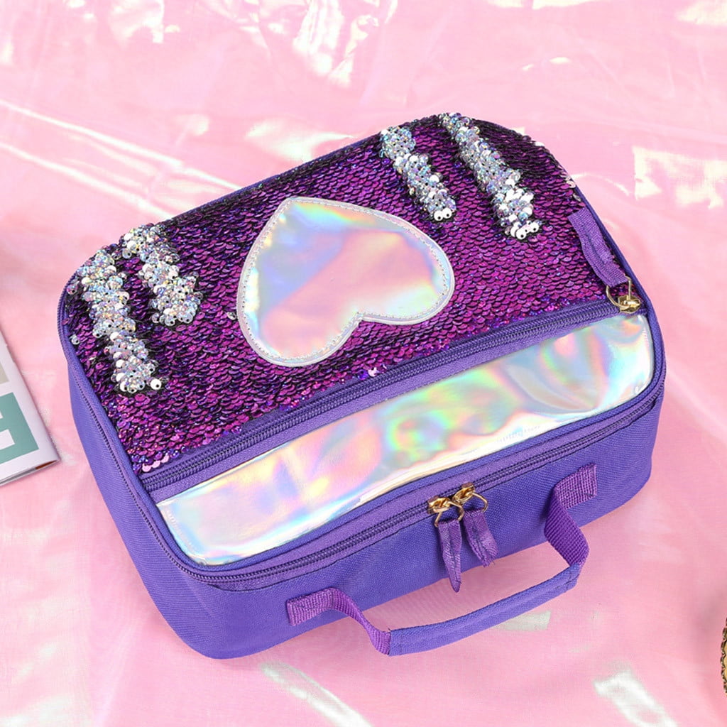 Insulated Lunch Bag Purple Glitter School Lunch Box for 6+ Years Old Boys  Girls Bling Thermal Reusab…See more Insulated Lunch Bag Purple Glitter