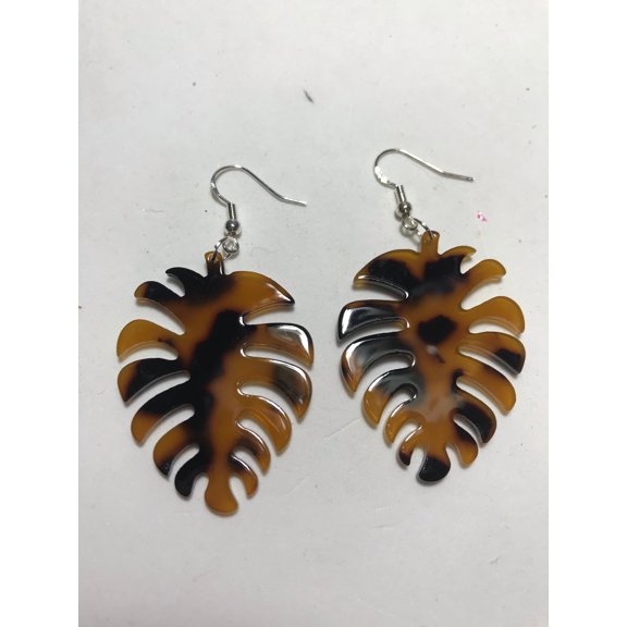Tortoise Shell leaf earrings