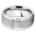 thumbnail image 3 of Tungsten Wedding Band 9mm Tungsten Ring Silver Tungsten Ring Celtic Design Ring (6), 3 of 4