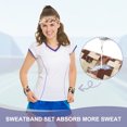 thumbnail image 6 of Uxcell Sweat Band Set Sports Terry Cloth Headband Wristband Set Moisture Wicking Sweat Absorbing Head Band Brown/Khaki, 6 of 7