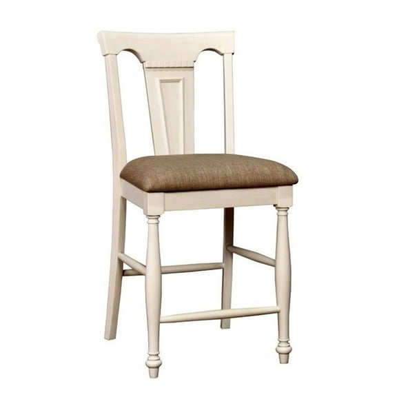 Bowery Hill Wood Counter Height Chair in White Finish (Set of 2)