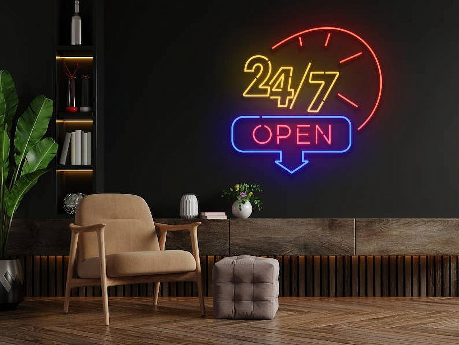 Glowneon Open 24/7 Neon Signs, Welcome sign, Store Decor