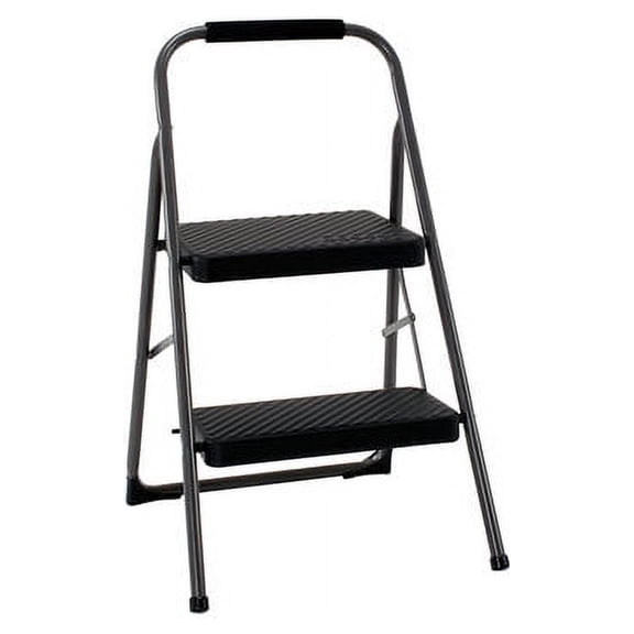 Cosco Two Step Folding Step Stool with Foam Handle, Black