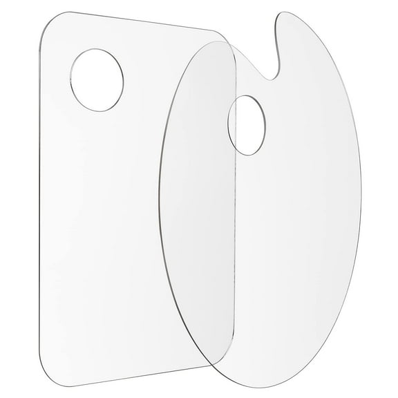 2 Pack 11.8 x 7.9 Inch Acrylic Paint Palette with Thumb Hole Clear Paint Pallet, Easy Clean Non-Stick Artist Pallet for Oil Watercolor Craft DIY Art Painting Palette