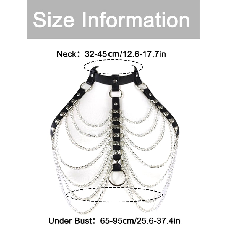 Punk Layered Harness Belt Body Chain Leather Chest Choker  display picture 3