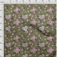 thumbnail image 3 of oneOone Polyester Lycra Olive Green Fabric Florals Craft Projects Decor Fabric Printed By The Yard 56 Inch Wide, 3 of 4