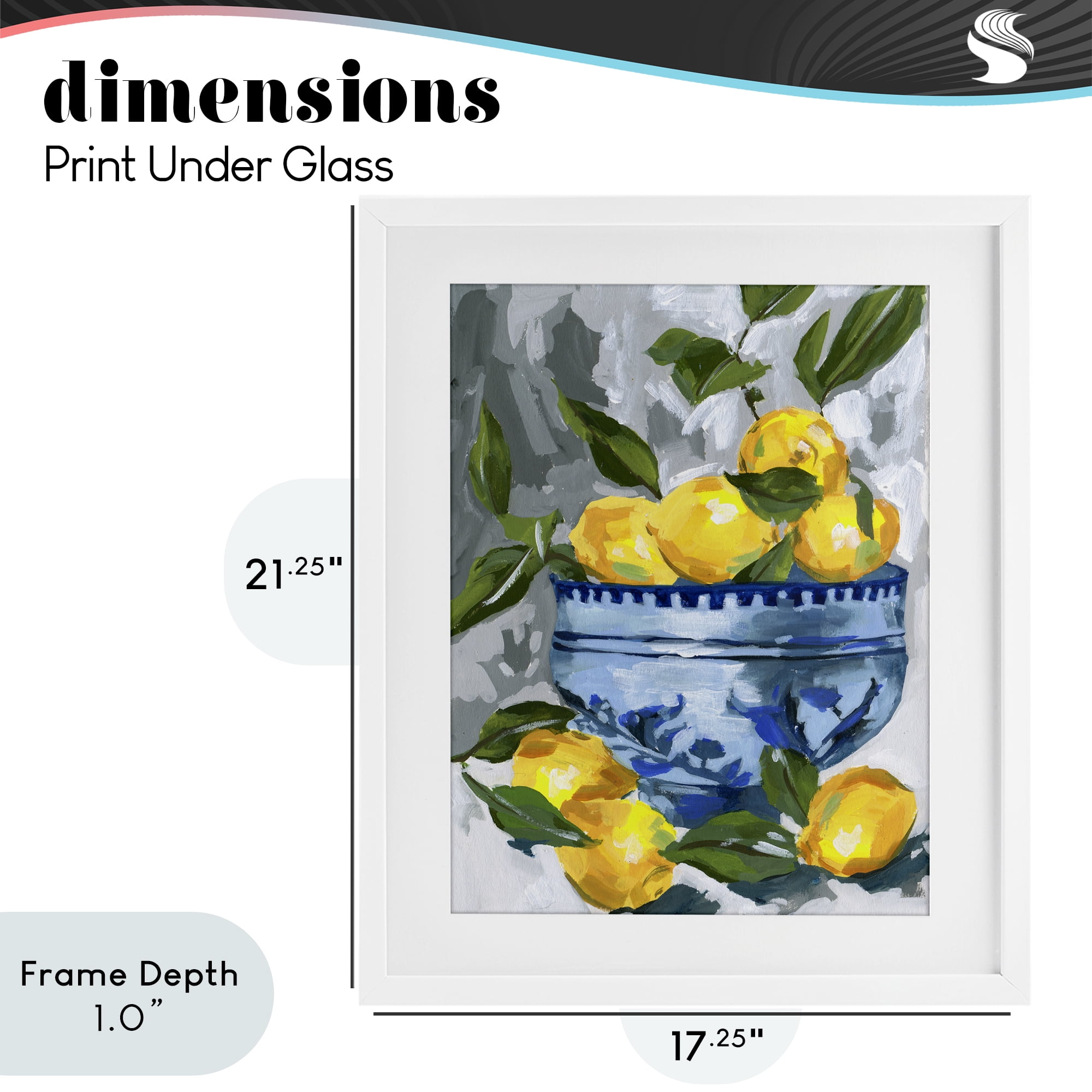 Stupell Industries Indigo & Lemon Bowl White Framed Print Under Glass, design by Melissa Wang