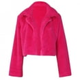 thumbnail image 2 of Womens Fleece Jackets,Kojanyu Women Coat Fluffys Fleece Turn-Down Collar Faux Fur Top Short Loose Coat Hot Pink 4(S), 2 of 8