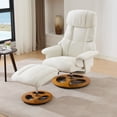 thumbnail image 5 of Modern Ergonomic Recliner Chair with Ottoman in Chenille Fabric, 360° Swivel Lounge Chair with Massage Features, 5 of 10