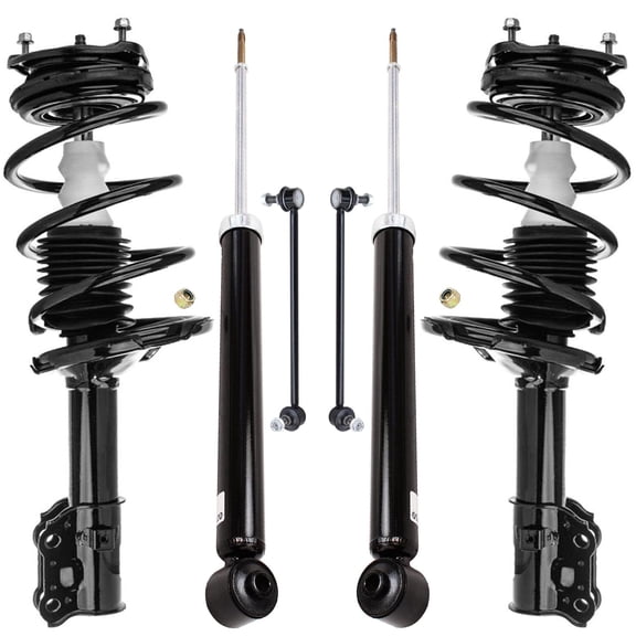 Detroit Axle - FWD 6pc Struts Shocks Kit for 2006-2011 Kia Rio5, 2 Front Struts with Coil Springs 2 Rear Shock Absorbers 2 Front Sway Bars 2007 2008 2009 2010 Suspension Replacement