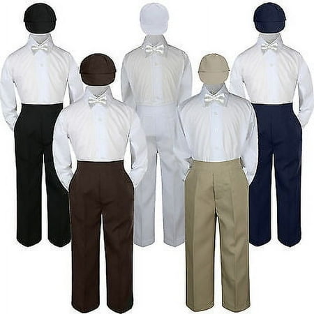 

4pc White Bow Tie Party Suit Pants Set Formal Baby Boy Toddler Kid S-7