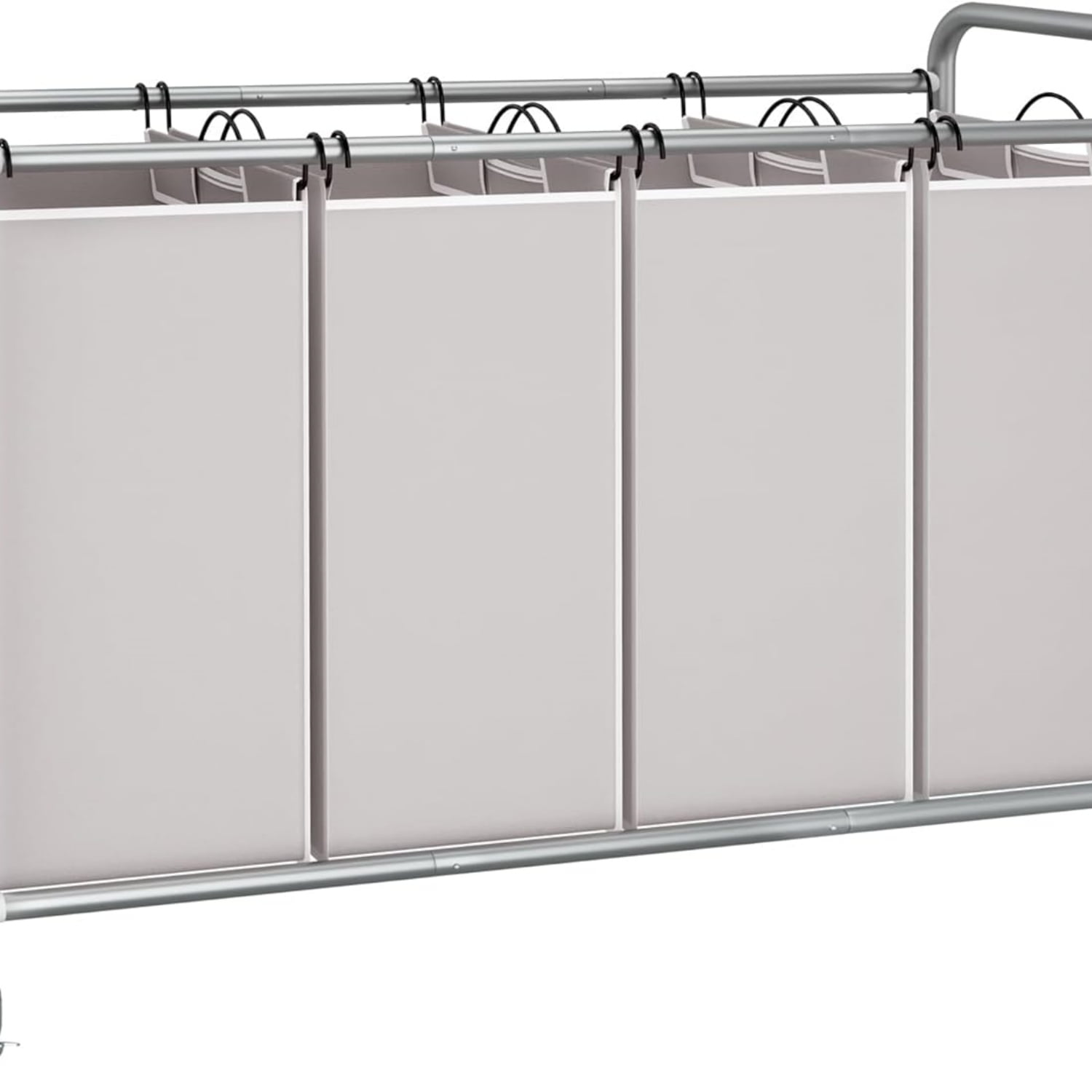 Laundry Sorter 4 Section, 47.5 Gal (180 L) Laundry Hamper with Wheels, Clothes Divider Basket Sorter, Clothes Separator Hamper Cart with Wheels and Removable Bags, Gray