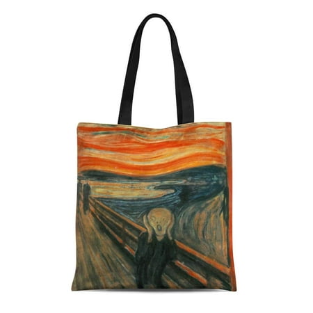 LADDKE Canvas Tote Bag War Scream Edvard Munch Painting Fine Horror Scary Expressionism Reusable Handbag Shoulder Grocery Shopping Bags