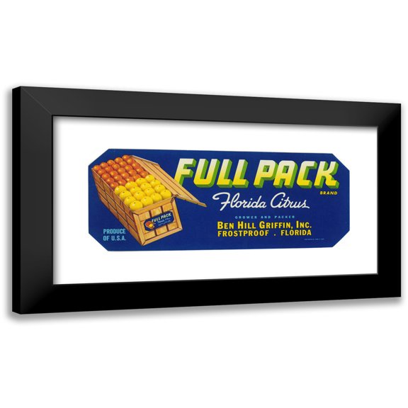 Anonymous 14x8 Black Modern Framed Museum Art Print Titled - Full Pack Brand Florida Citrus Label (1930-1950)