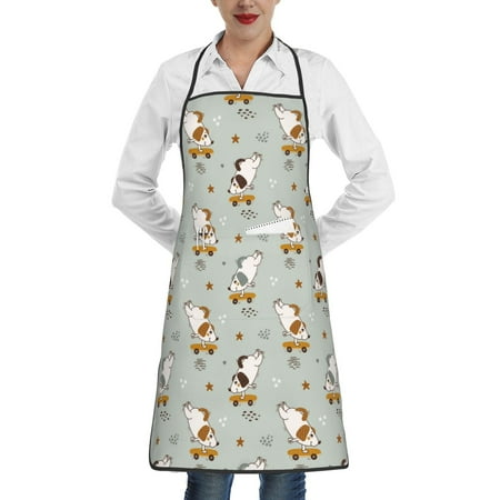 

Matuu Dog Riding Skateboard for Adjustable Cooking Aprons for Women with Pockets Kitchen Aprons for Men Water and Oil Resistant