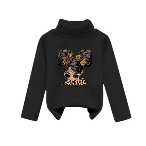 Iyufng Girls Sweatshirts,Fleece Graphic Cotton Crewneck Pullover Sweatshirt for Girls,Children's Small and Medium-sized Plush Thick Printed High Neck Fashion Tops,Teen Girls Pullover Tops