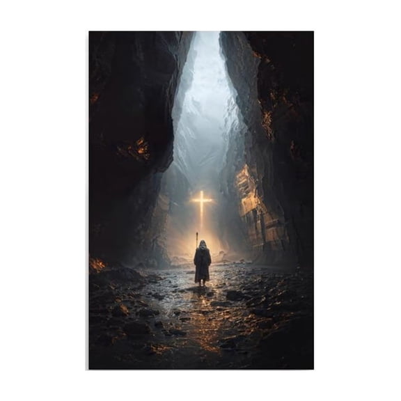Christian Wall Art, Jesus Cross Light Poster, Faith Print, Spiritual Decor, Religious Wall Art