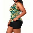 thumbnail image 7 of Uaswgudfs Women's V-Neck Halter Plus Size Tankini Swimsuits Tummy Control Two Piece Swimwear with Skirt Shorts, 7 of 7