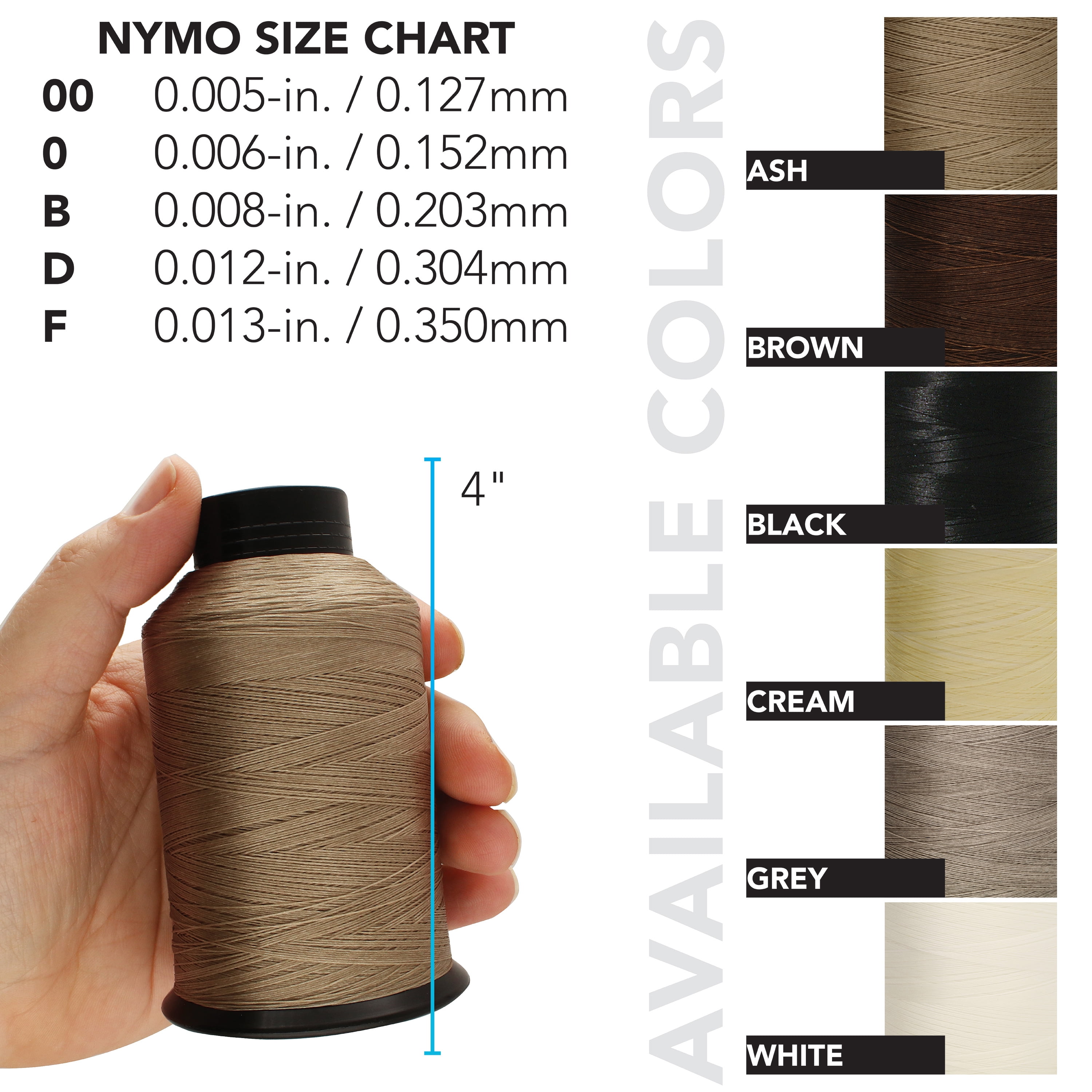 The Beadsmith Nymo Thread – Ash Color – Size D, .30mm Diameter, 3oz Cone, 1584 Yards/1448 Meters – Made of Nylon – Bead Embroidery & Weaving, Off Loom & Loom Work and DIY Craft Projects
