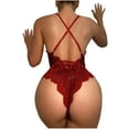 thumbnail image 3 of Gamivast Women Sexy Lingerie Backless Mini Teddy V Neck Bodysuit Floral Lace Lingerie Bodysuit Wine XL Lencería Sexy Para Mujer Flash Deals, 3 of 3