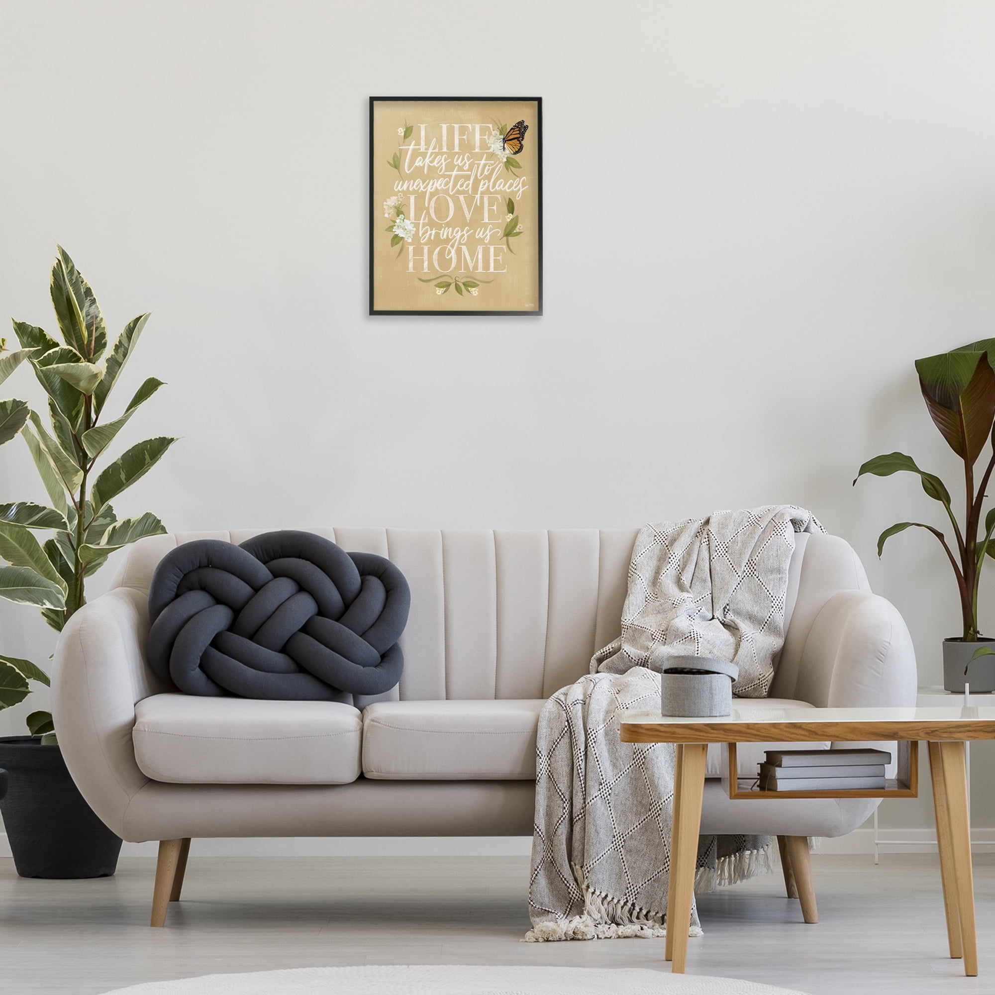 Stupell Industries Love Brings Us Home Botanical & Floral Painting Black Framed Art Print Wall Art, 16 x 20