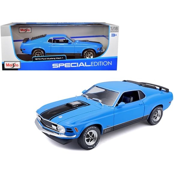 1970 Ford Mustang Mach 1 428 Blue with Black Stripes "Special Edition" 1/18 Diecast Model Car by Maisto