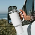 thumbnail image 4 of Gobelet 40 oz avec Poignée et Paille, Tasse Isolée à Double Paroi Réutilisable en Acier Inoxydable avec Couvercle et Paille Tasse de Voyage Tasses à Café, s'Adapte au Porte-Gobelet de Voiture, Cadeaux pour Femmes & Hommes Blanc, 4 of 5
