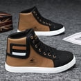 thumbnail image 5 of Men's High-Top Sneakers - Classic Black & Slip-Resistant Rubber Sole, Cushioned EVA Insole - Lace-Up Ankle Support Shoes for Formal, Casual, Casual Attire - Durable & White colorway, PU Upper & Easy, 5 of 5