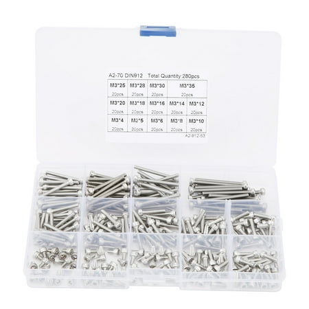 

Gueiykk Hex Socket Screw Cap 304 Stainless Steel MultiLength Combination Set Nail Assortment Kit(280pcs(M3) )