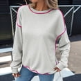 thumbnail image 4 of Sudadera Informal para Mujer, Cuello Redondo, Larga, Bloque de Color, Holgada, Tops Casuales de Moda para Otoño Gris XL, 4 of 10