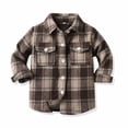 thumbnail image 1 of Camisas a cuadros para bebés y niños pequeños, chaqueta de manga larga con solapa y botones, ropa exterior, color marrón (3-4 años), 1 of 8