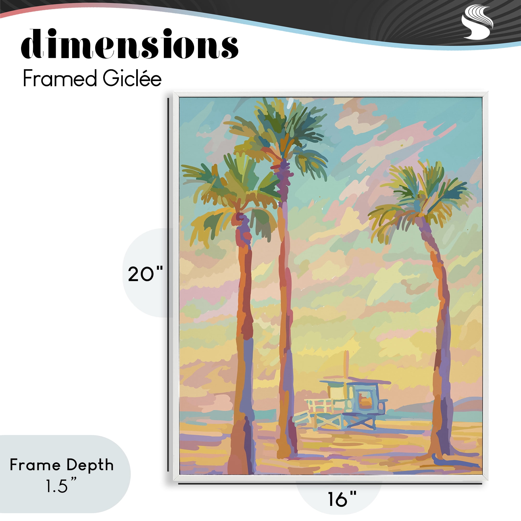 Stupell Industries Beachside Palms Abstraction White Framed Giclee Art, design by Amelia Noyes