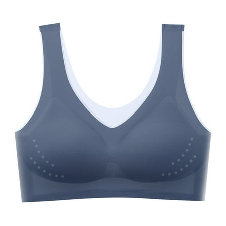 Clearance!Uooqdmx Bras for Women Plus Size Lingerie Thin Ice Silk Bra Summer Comfortable Ice Silk Bra Thin Ice Silk Lifting Bra Comfortable Bras for Women Blue L