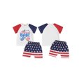 thumbnail image 3 of Aojekbee Baby Patriotic Outfits Sunglasses Star Stripe Print Short Sleeve T-Shirt and Elastic Shorts Set for Toddler, 3 of 10