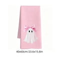 thumbnail image 2 of Pink Halloween Hand Towel for Bathroom and Kitchen Decor, 23.6 x 15.8 Inch Soft Absorbent Waffle Weave Towel with Cute Ghost and Bow Design, Fall Home Textile Accessory, 2 of 8