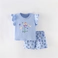 thumbnail image 2 of Gyexs Girls Blue Tank Top Set Size 2T-3T Cute Cartoon Printed Sleeveless Tops Shorts 2 Piece Summer Outfits(Flower, X14-Light Blue, 2-3 Years), 2 of 6