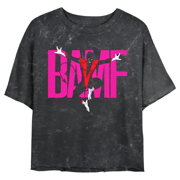 Junior's Marvel: X-Men '97 Nightcrawler Bamf Bold Pink Graphic Crop T-Shirt
