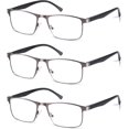 thumbnail image 1 of 3pcs Reading Glasses Men, Metal Blue Light Blocking Readers, Spring Hinge Computer Eyeglasses, Metal Frame, 1 of 6