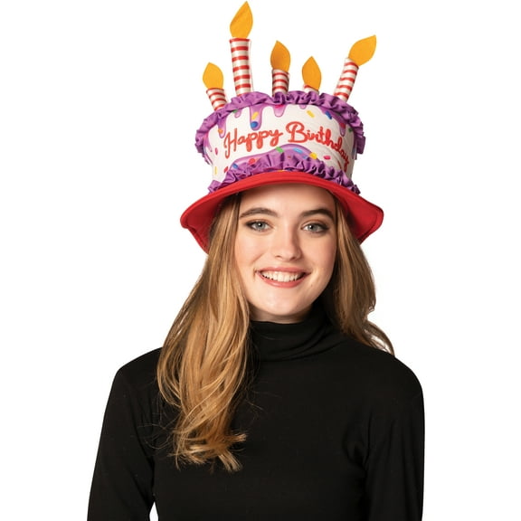 Rasta Imposta Birthday Cake Hat Costume, Adult One Size, Sku 1293, Red and Purple