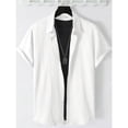 thumbnail image 2 of FAWUUDO Men's Casual Short Sleeve Button Down Collar Breathable Loose Quick Dry Solid Color Shirts White, 2 of 7