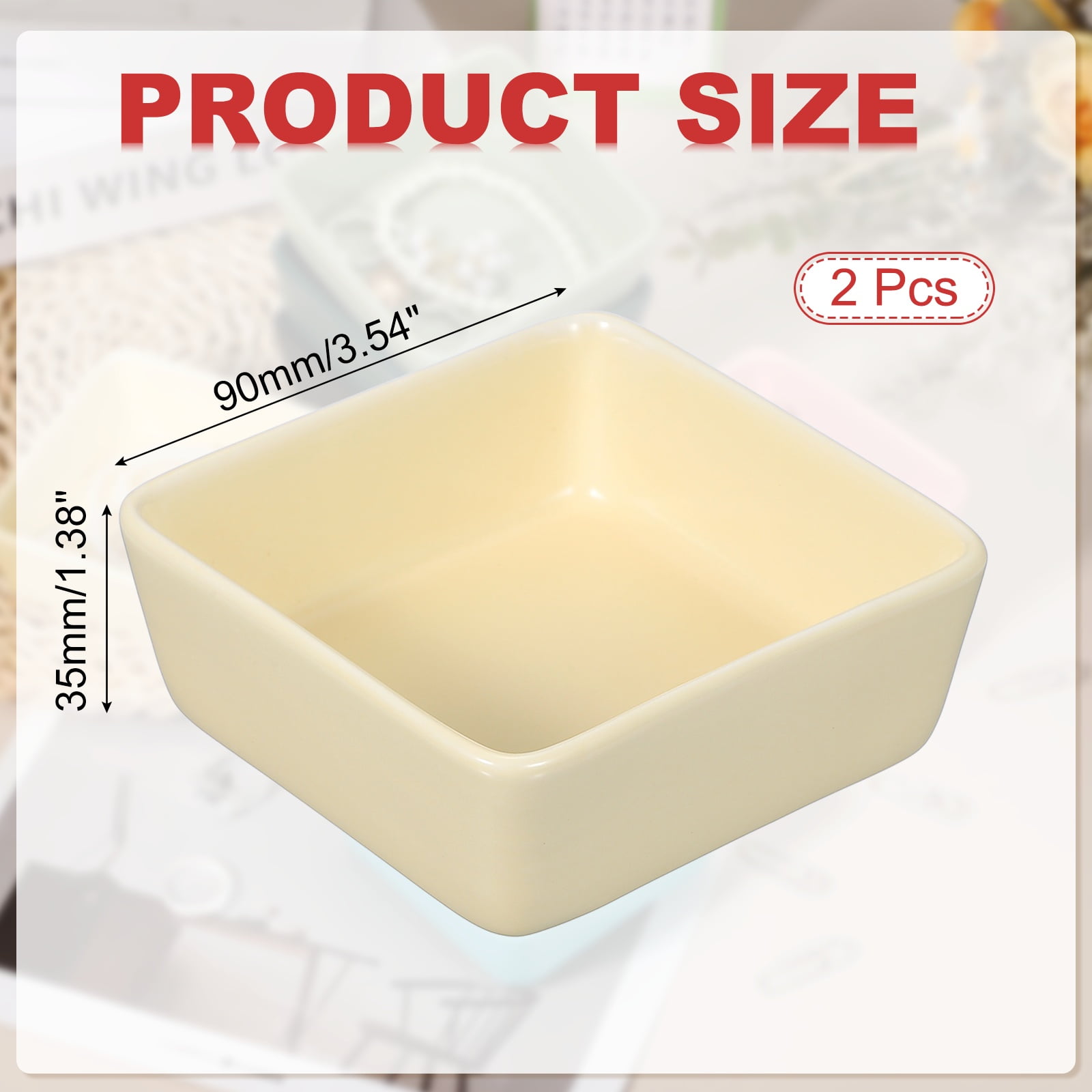 Uxcell Square Paper Clip Holders, 2 Pcs Ceramic Clip Dispenser Organizer Desk Organizer Accessories for Office Desktop Decor Bobby Pin Binder Paper Clamp, Cream Yellow