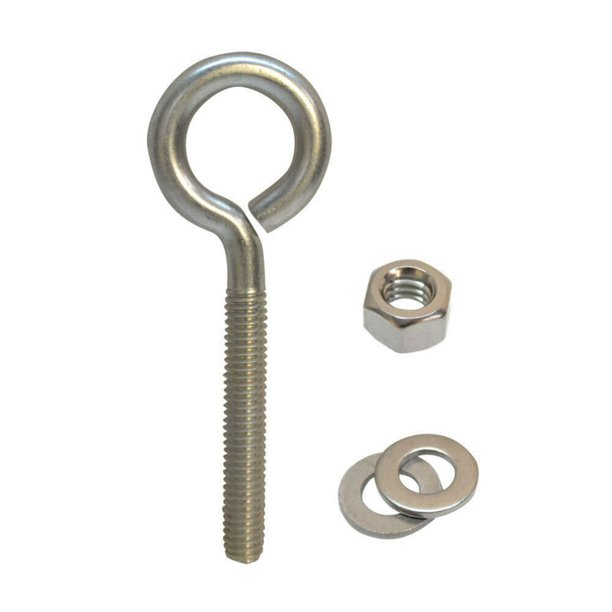 Fully Threaded Marine Stainless Steel 1/2'' x 4'' Turned Eye Bolt Nut