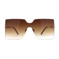 thumbnail image 2 of SA106 Womens Rhinestone Jewel Arm Rimless Block Lens Shield Sunglasses Gold Brown, 2 of 4