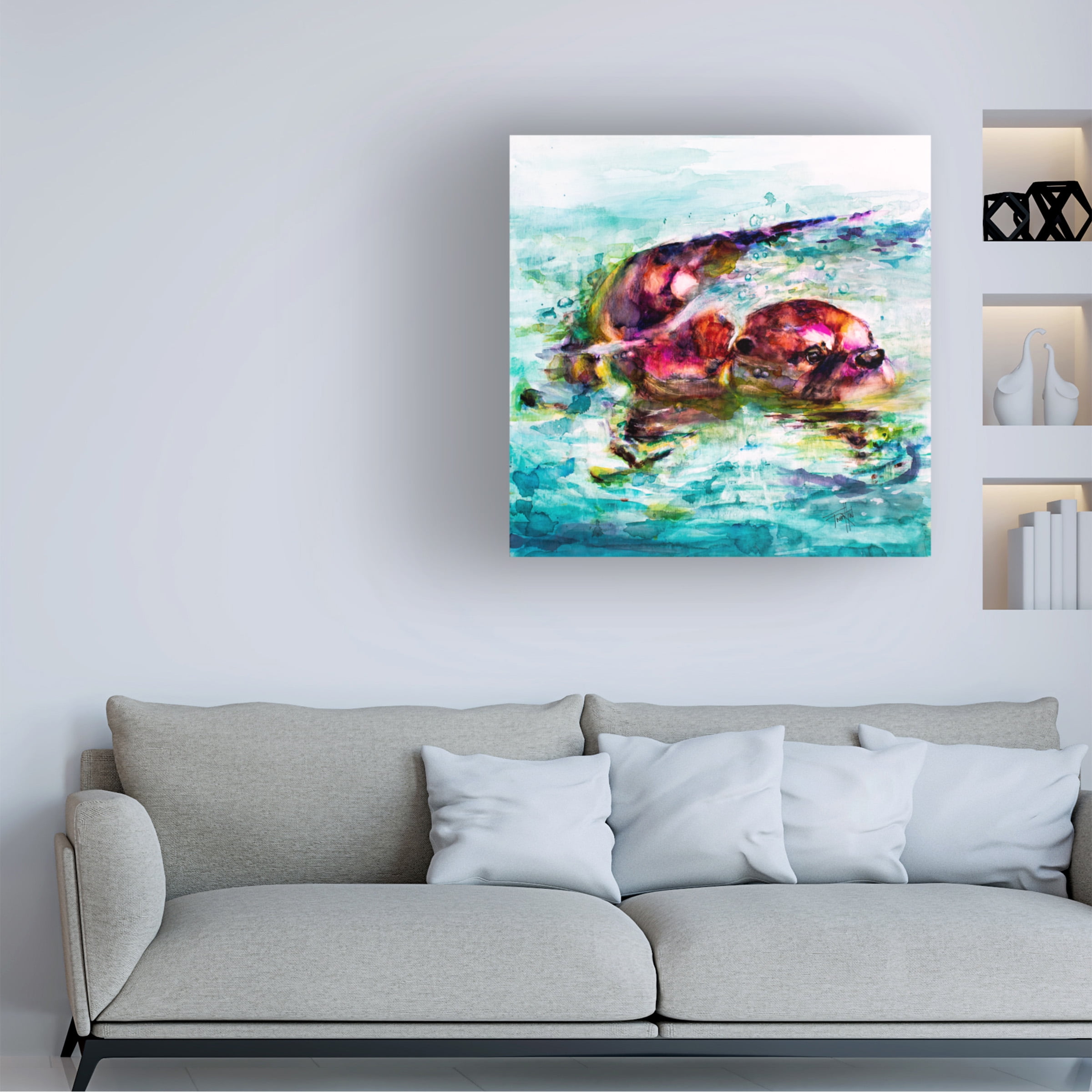 Leslie Franklin 'Water Otter' Canvas Art