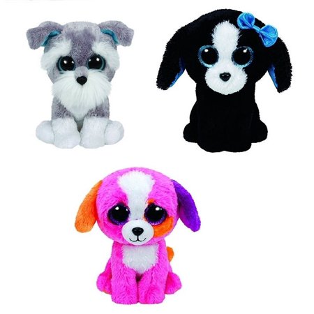 Ty Whiskers Precious Tracey Dogs Set of 3 Beanie Boos Stuffed Animal Plush Toy